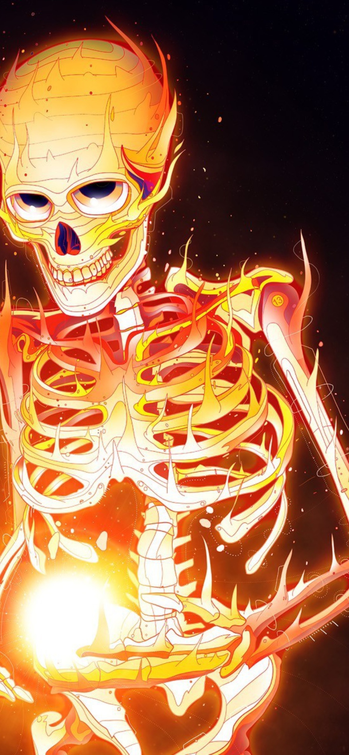 Das Skeleton On Fire Wallpaper 1170x2532