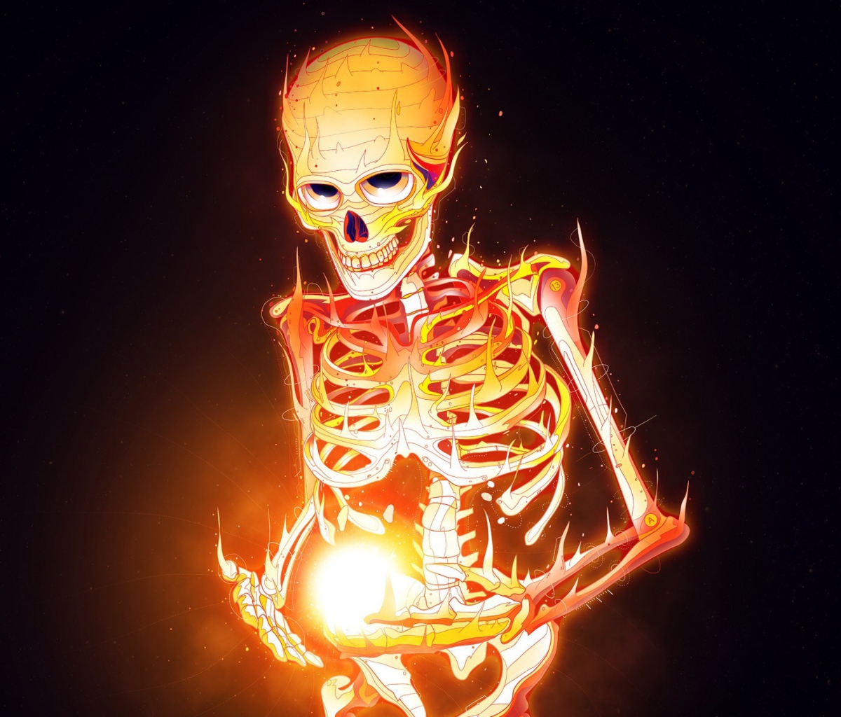 Das Skeleton On Fire Wallpaper 1200x1024
