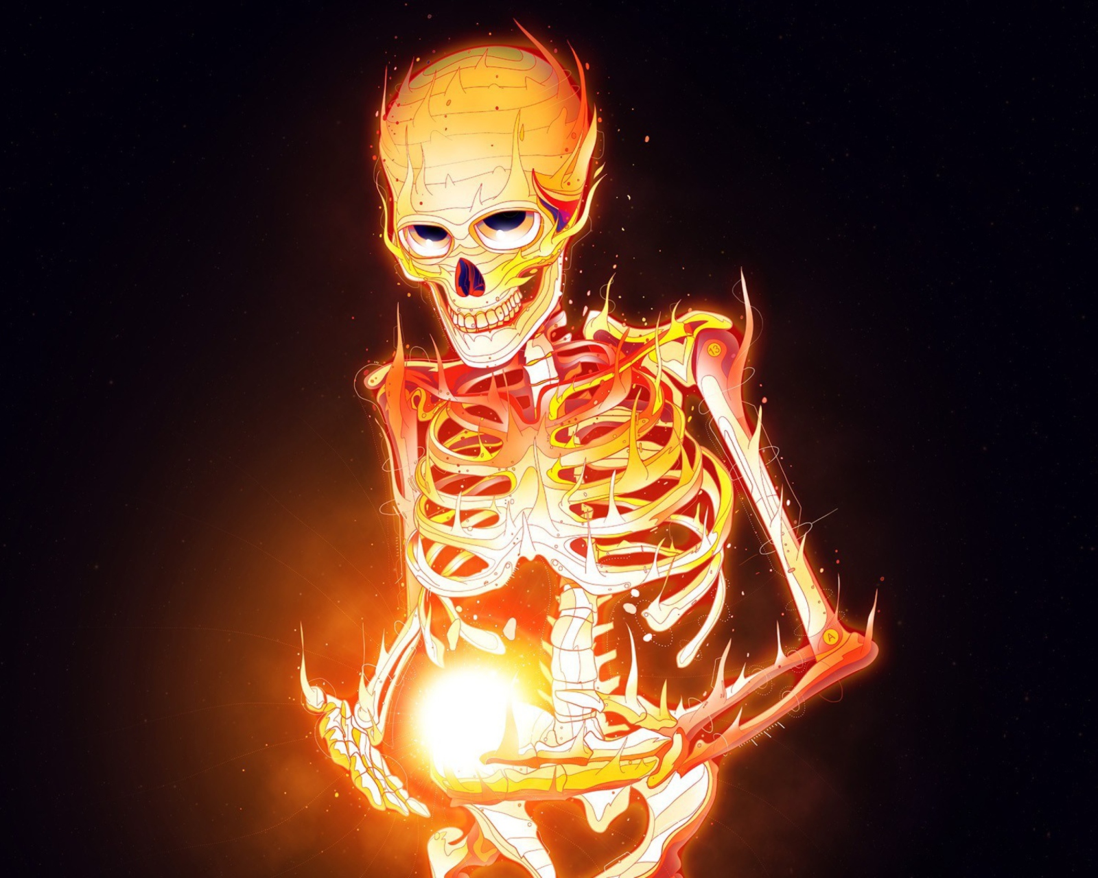 Fondo de pantalla Skeleton On Fire 1600x1280