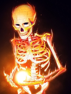Das Skeleton On Fire Wallpaper 240x320