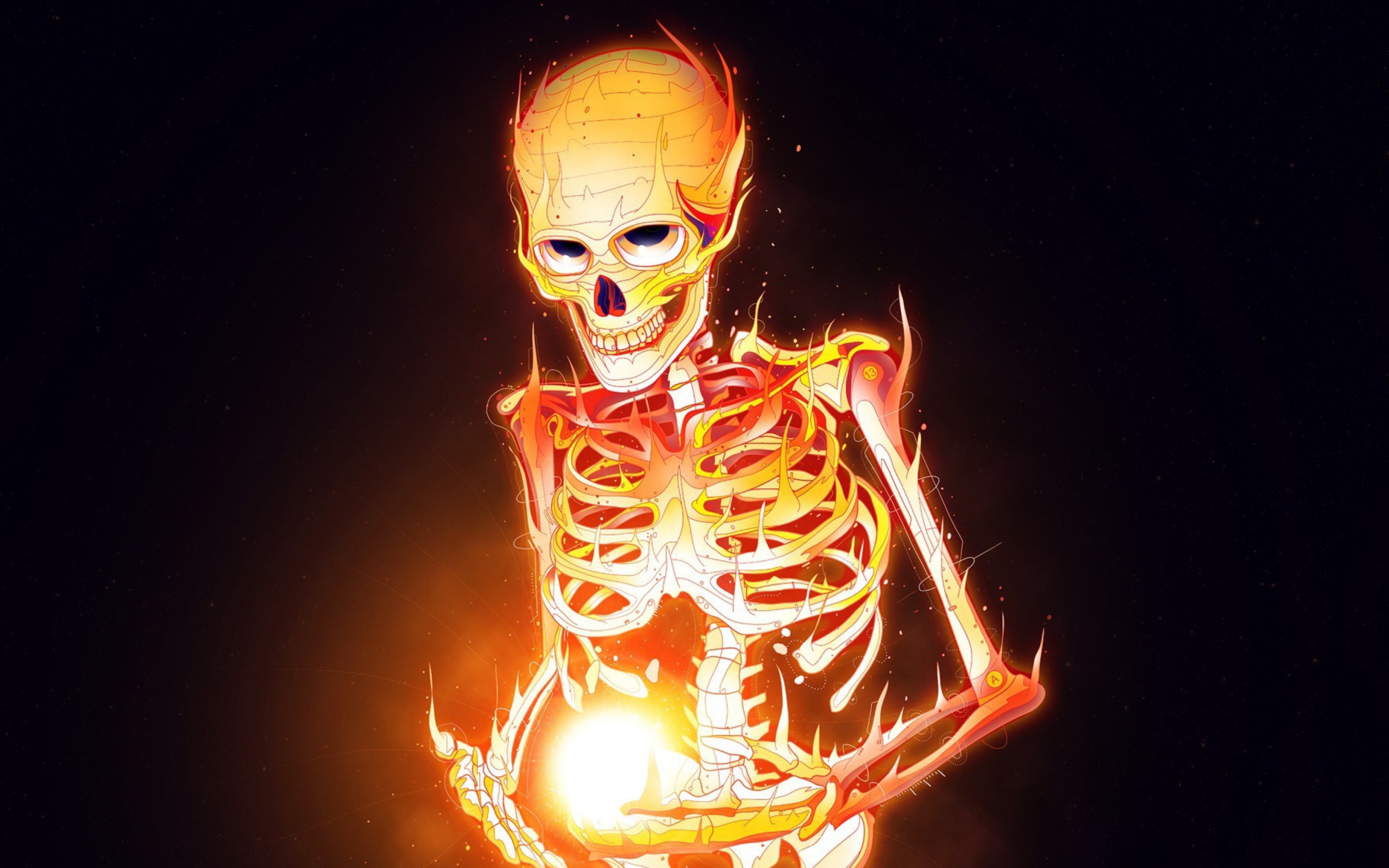 Обои Skeleton On Fire 2560x1600