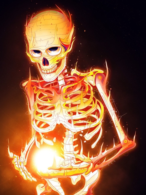 Skeleton On Fire wallpaper 480x640