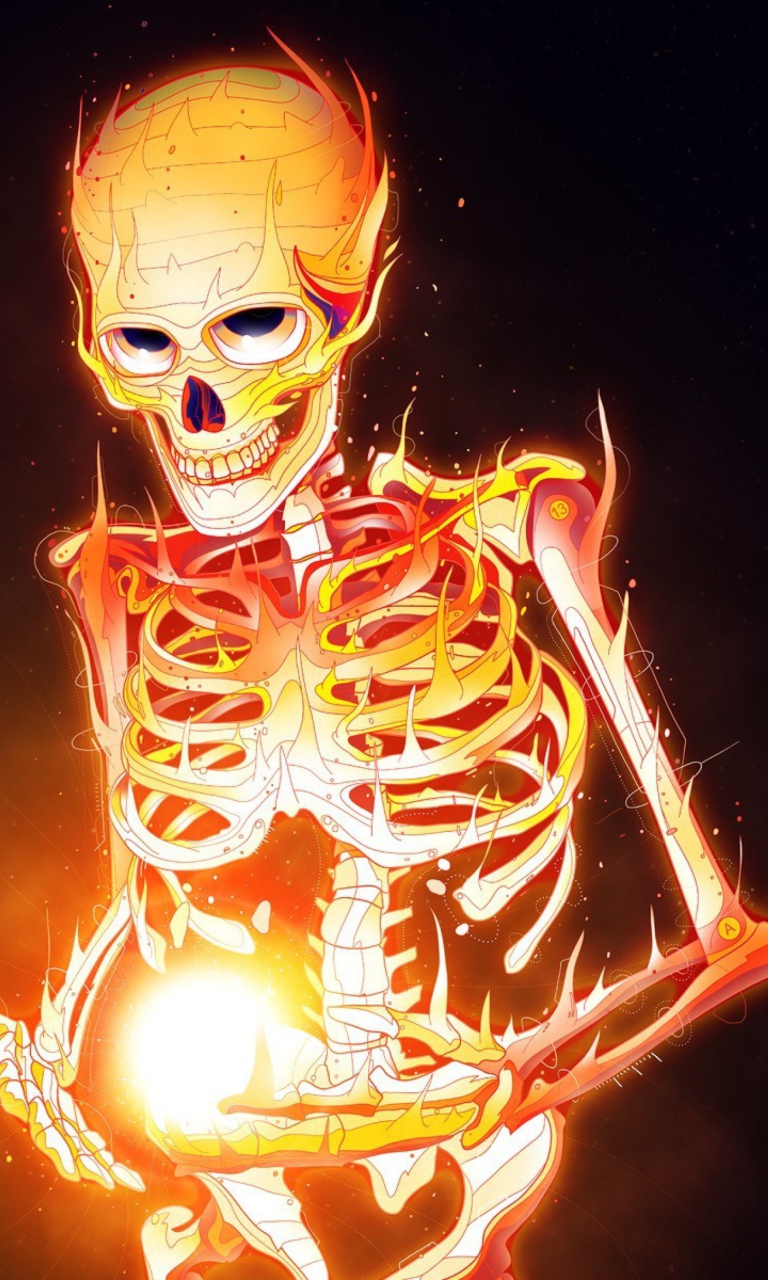 Das Skeleton On Fire Wallpaper 768x1280