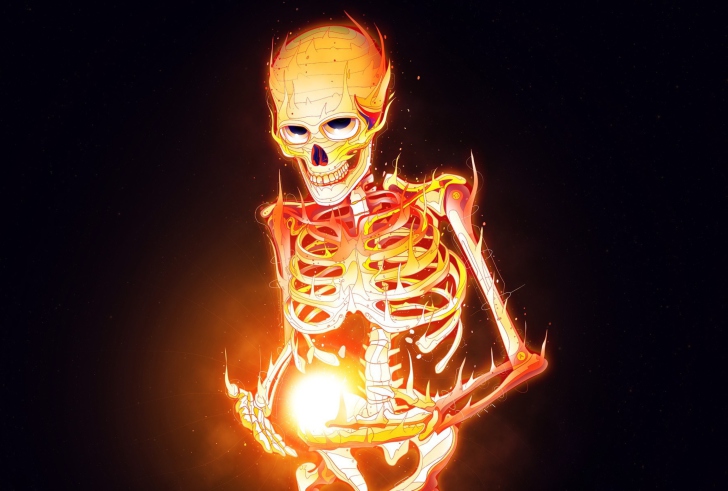 Das Skeleton On Fire Wallpaper