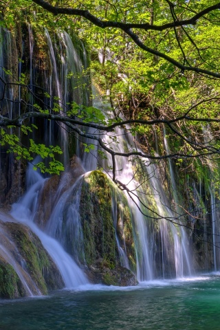 Fondo de pantalla Waterfalls in National park Plitvice 320x480