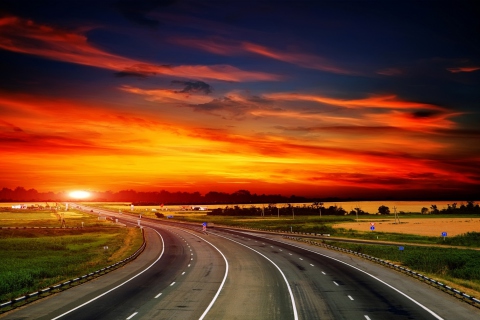 Fondo de pantalla Sunset Highway 480x320