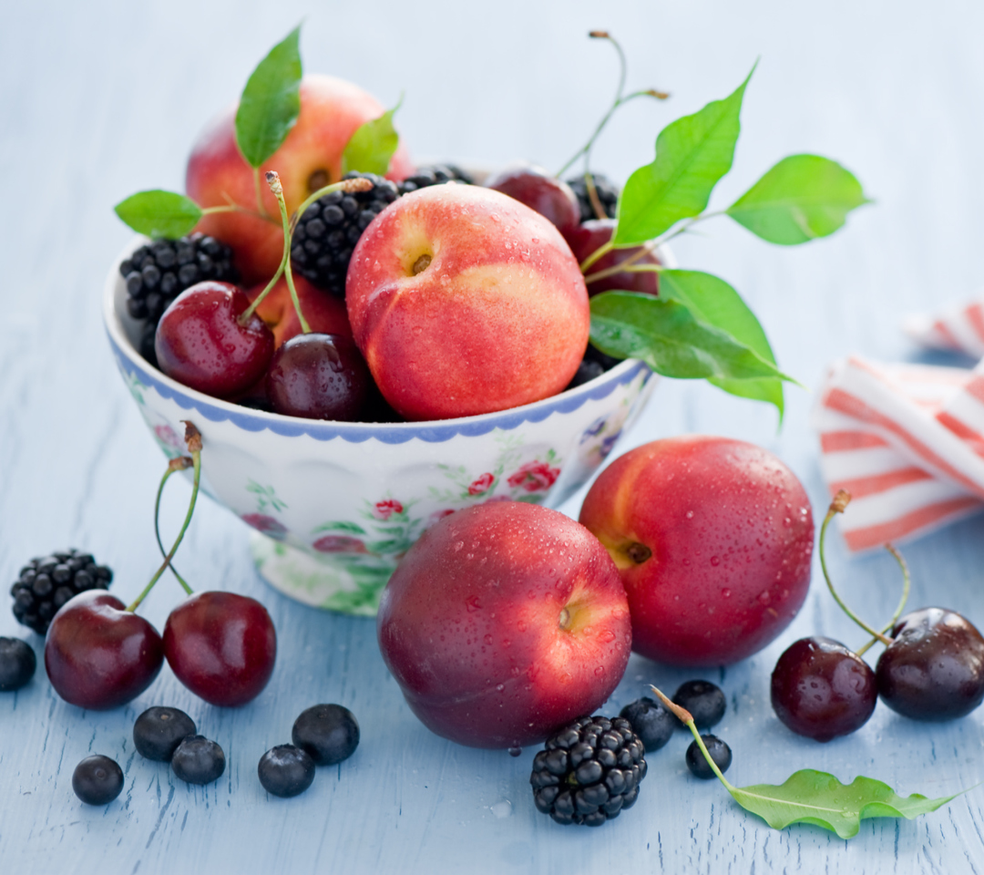 Обои Plate Of Fruit And Berries 1080x960