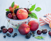 Das Plate Of Fruit And Berries Wallpaper 176x144