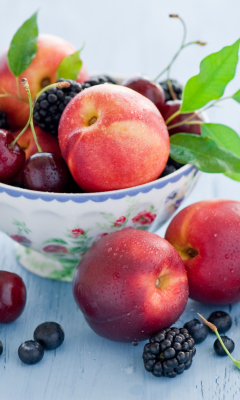 Plate Of Fruit And Berries wallpaper 240x400