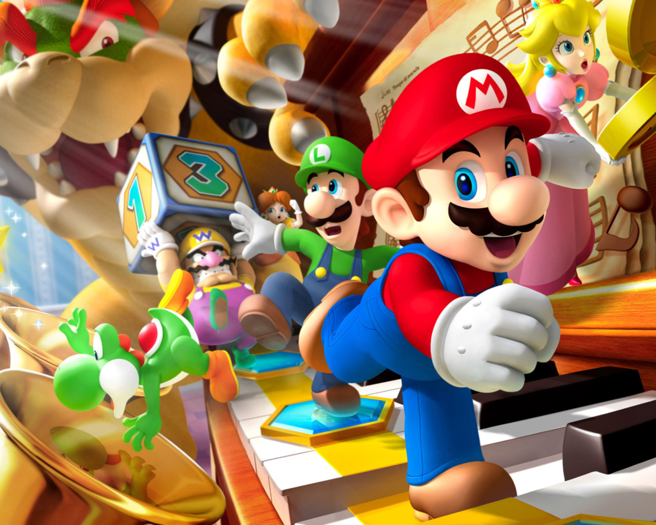 Das Mario Party - Super Mario Wallpaper 1280x1024