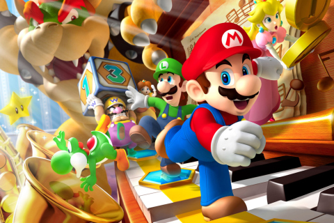Das Mario Party - Super Mario Wallpaper 480x320