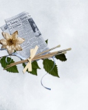 Sfondi Newspaper, Brushes And Flower 128x160