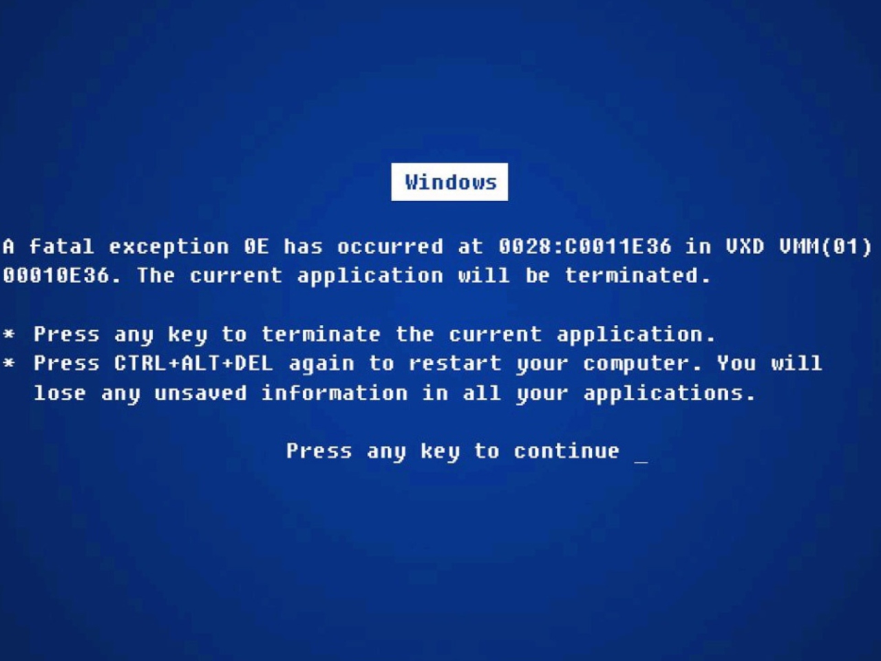 Windows Error screenshot #1 1280x960