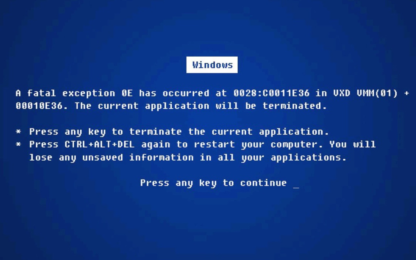 Обои Windows Error 1440x900