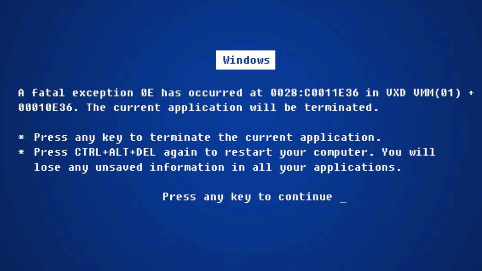 Windows Error screenshot #1 1600x900