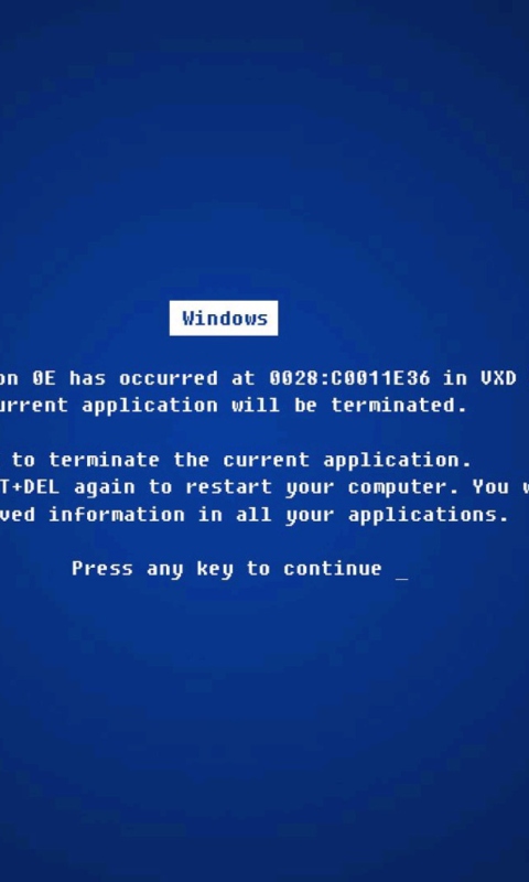 Windows Error screenshot #1 480x800