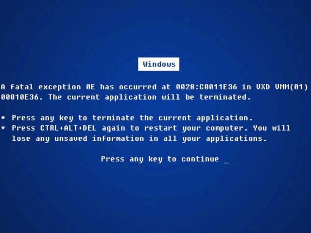 Windows Error screenshot #1 640x480