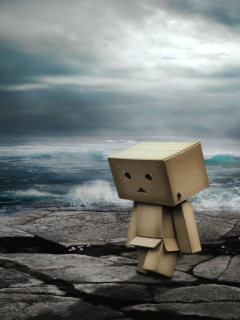 Das Danbo On Ocean Coast Wallpaper 240x320