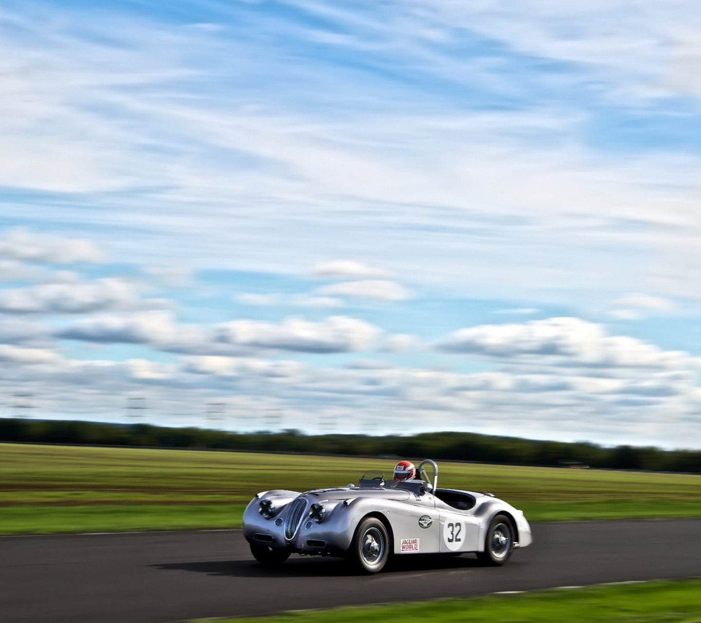 Silver Jaguar XK120 wallpaper 1440x1280