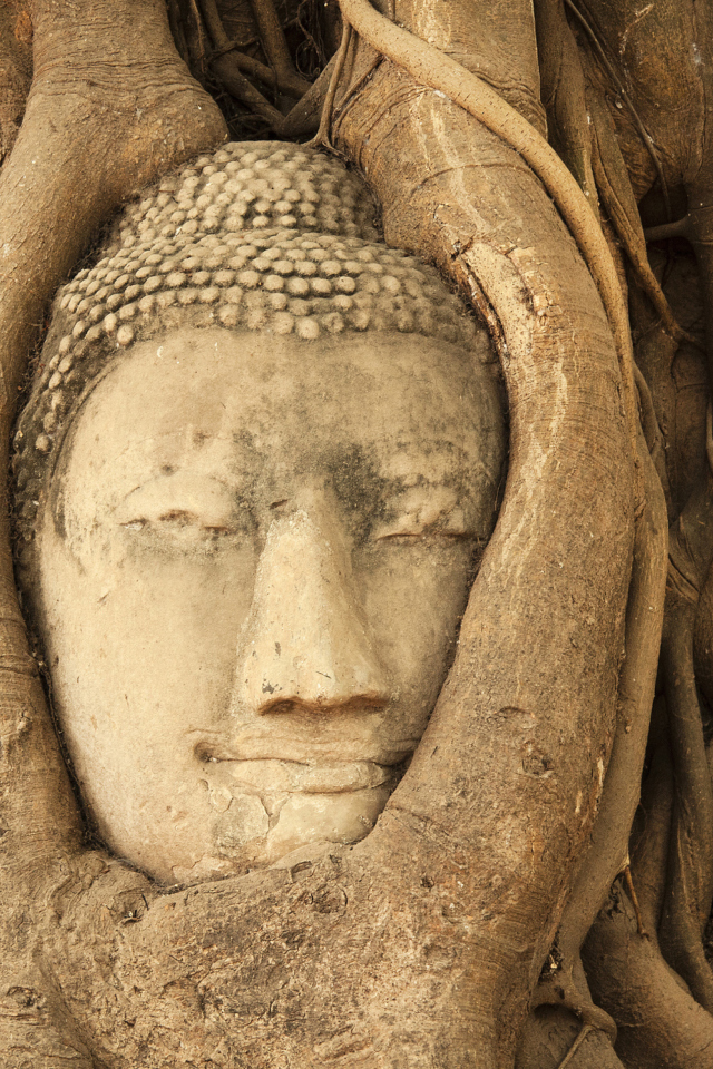 Wooden Buddha In Thailand wallpaper 640x960