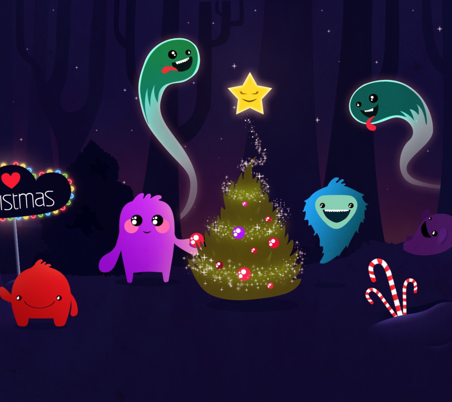 Обои Christmas Characters 1440x1280