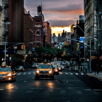 Sfondi New York City Streets At Sunset 208x208