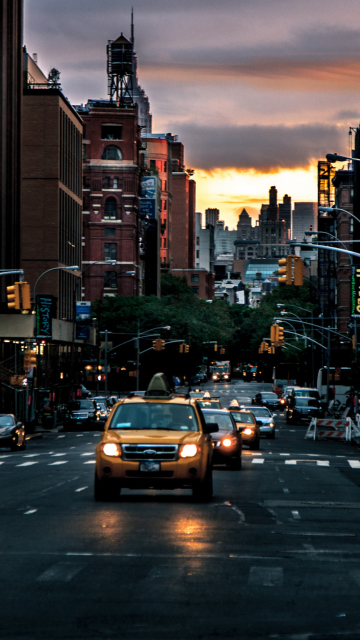 New York City Streets At Sunset wallpaper 360x640
