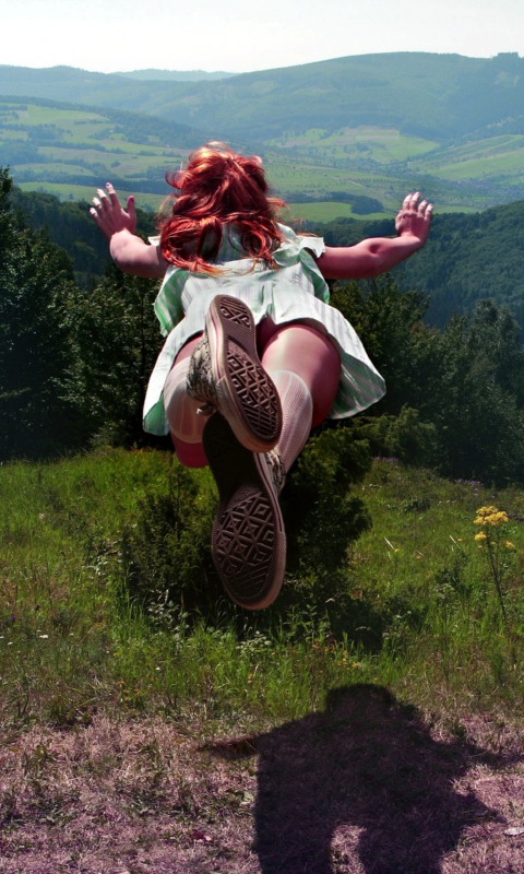 Girl Jumping And Flying wallpaper 480x800