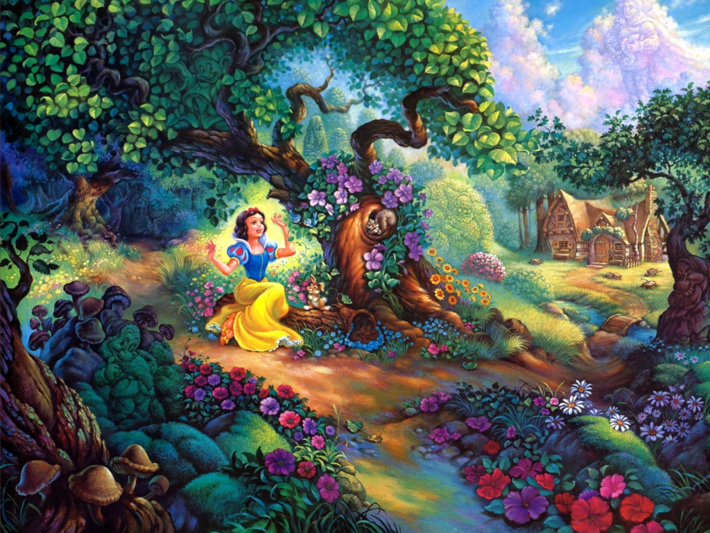 Snow White In Magical Forest wallpaper 1024x768