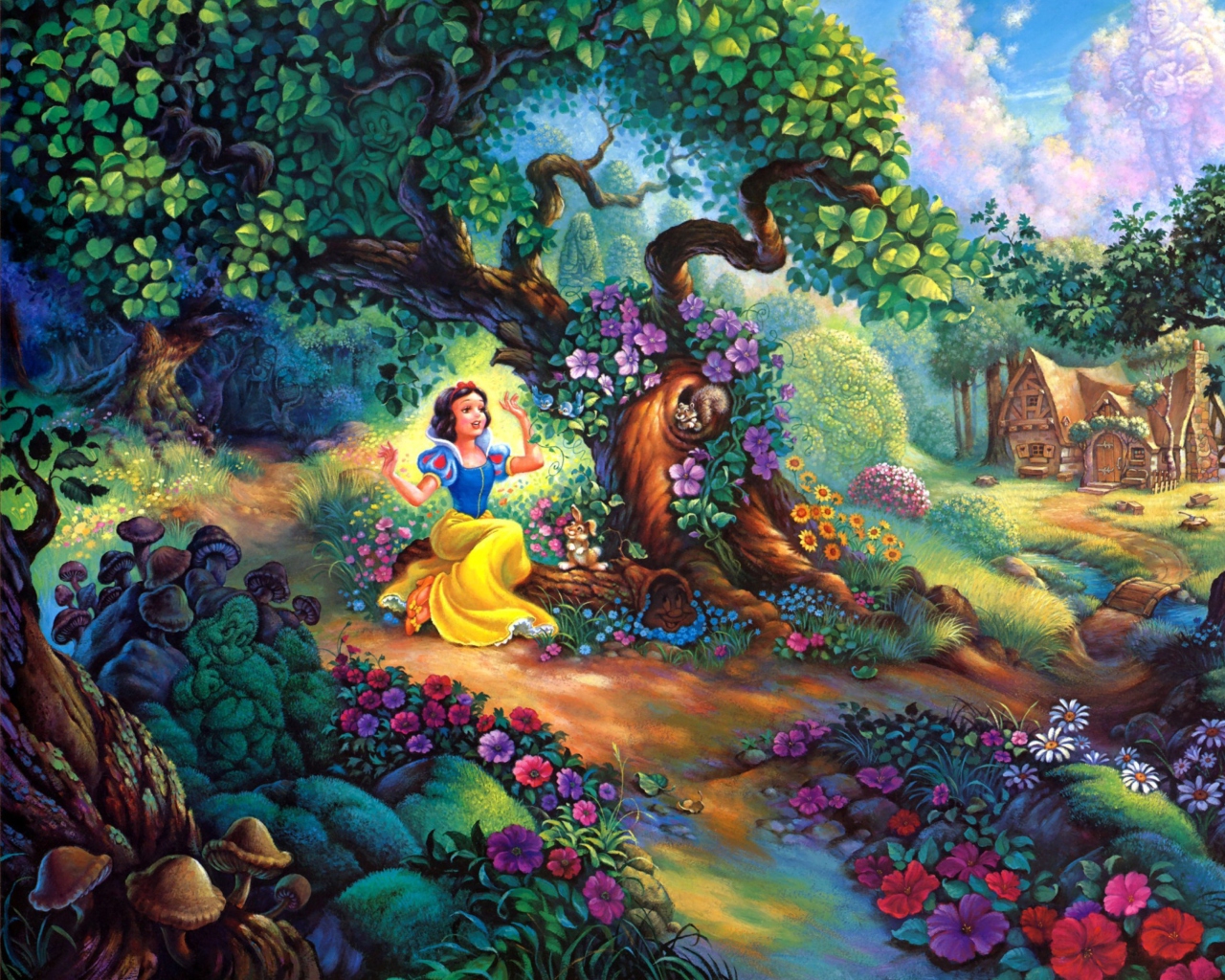 Das Snow White In Magical Forest Wallpaper 1280x1024