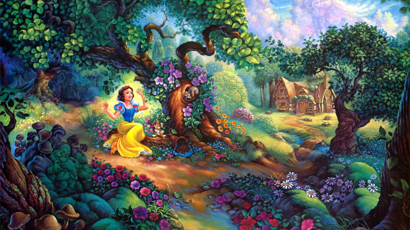 Das Snow White In Magical Forest Wallpaper 1600x900