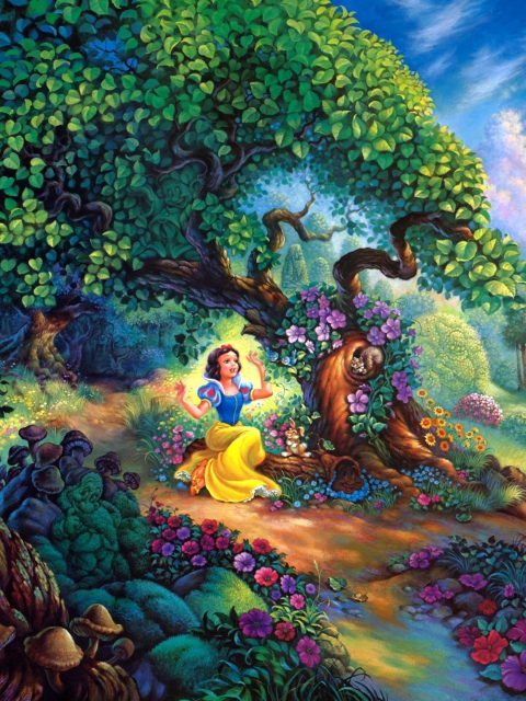 Snow White In Magical Forest wallpaper 480x640
