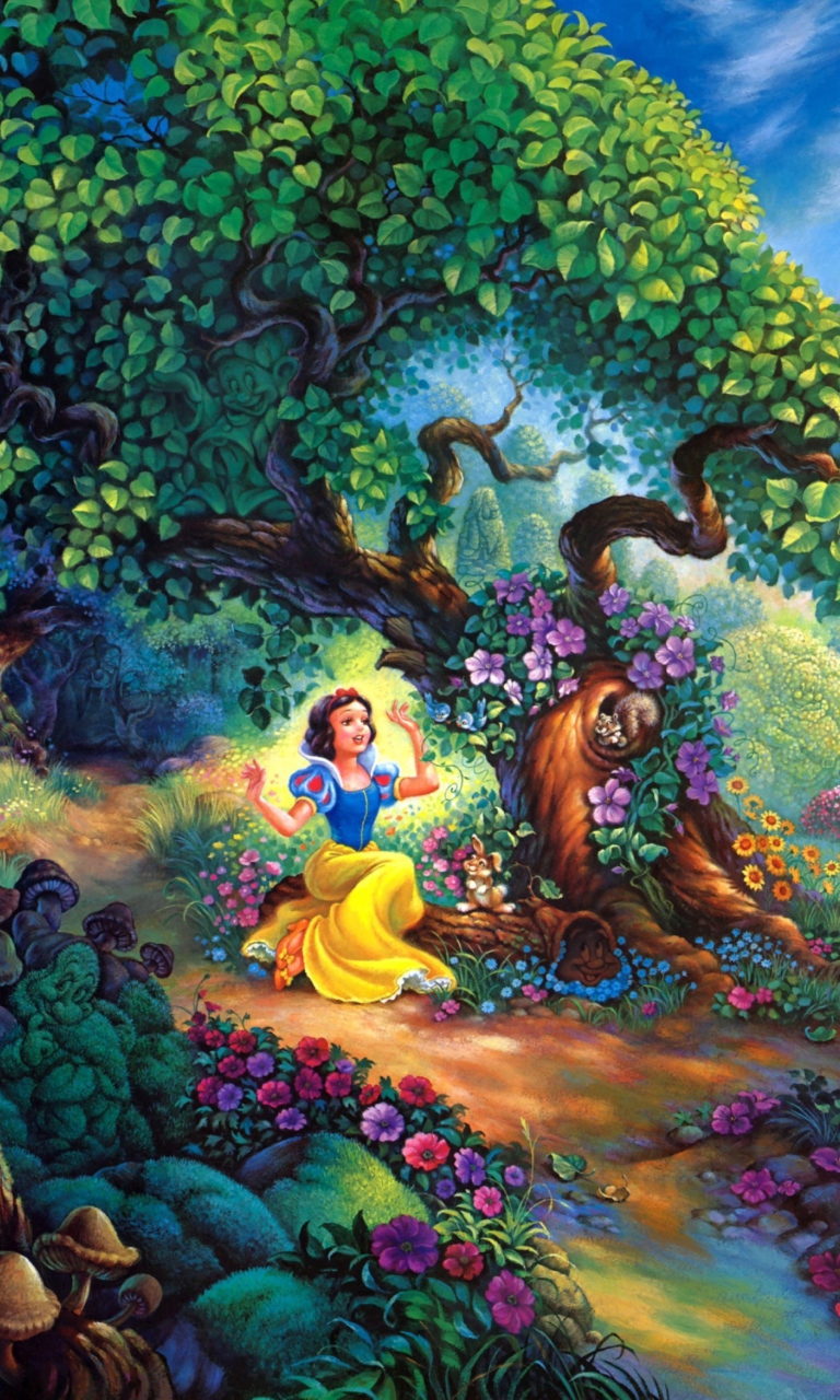 Das Snow White In Magical Forest Wallpaper 768x1280