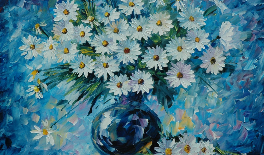 Fondo de pantalla Daisy Bouquet Painting 1024x600
