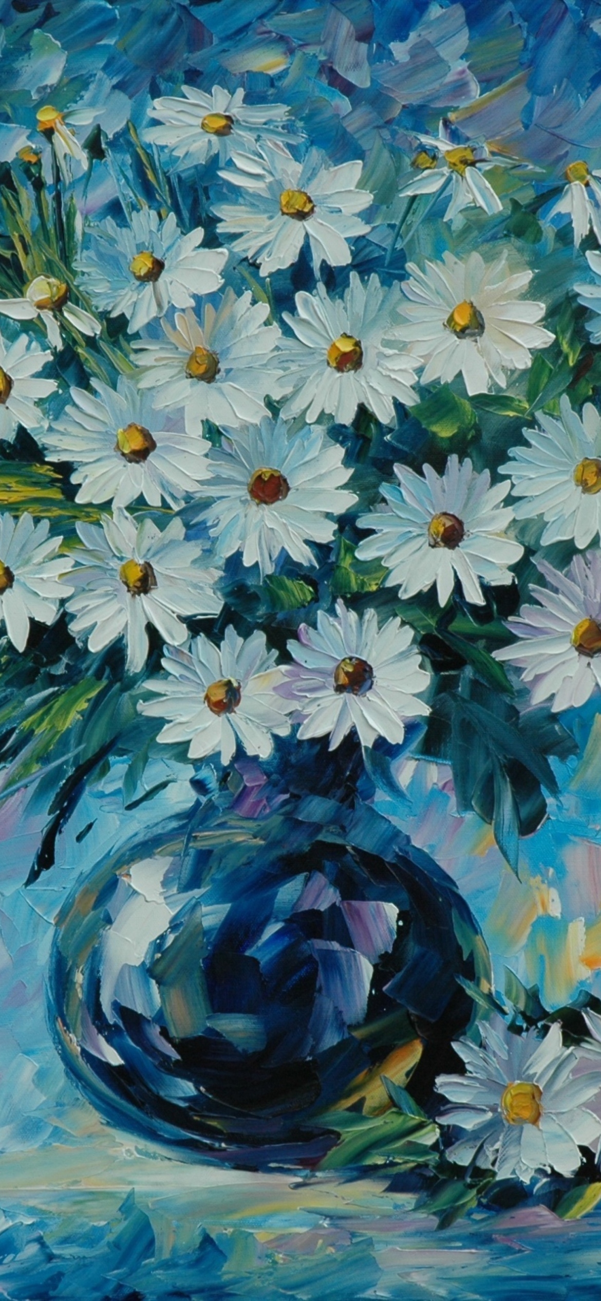 Daisy Bouquet Painting wallpaper 1170x2532
