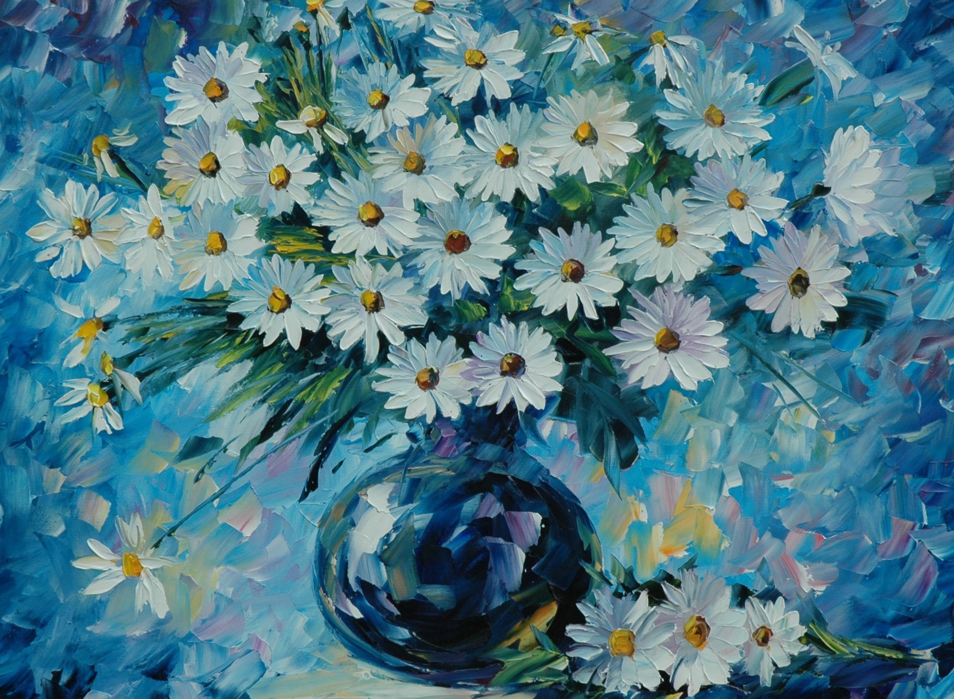 Обои Daisy Bouquet Painting 1920x1408