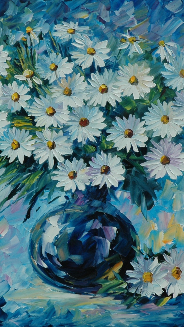 Обои Daisy Bouquet Painting 640x1136
