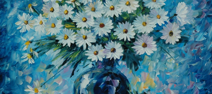 Daisy Bouquet Painting wallpaper 720x320
