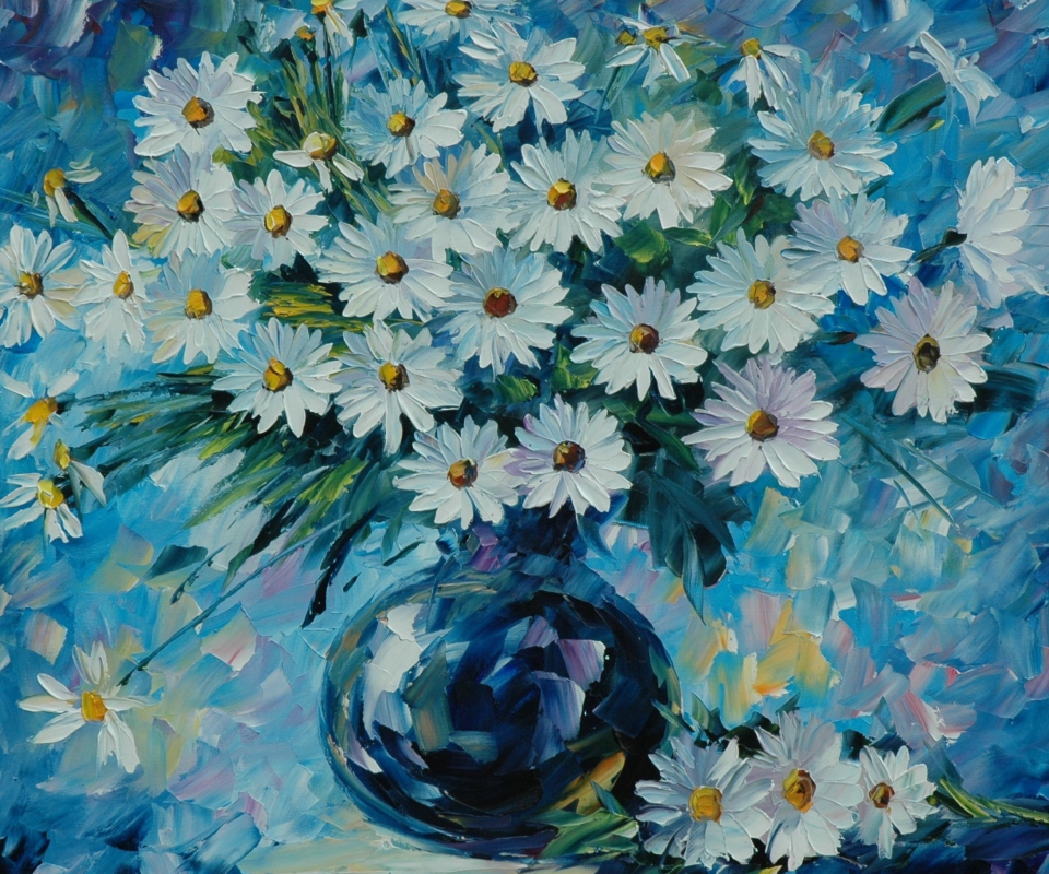 Обои Daisy Bouquet Painting 960x800