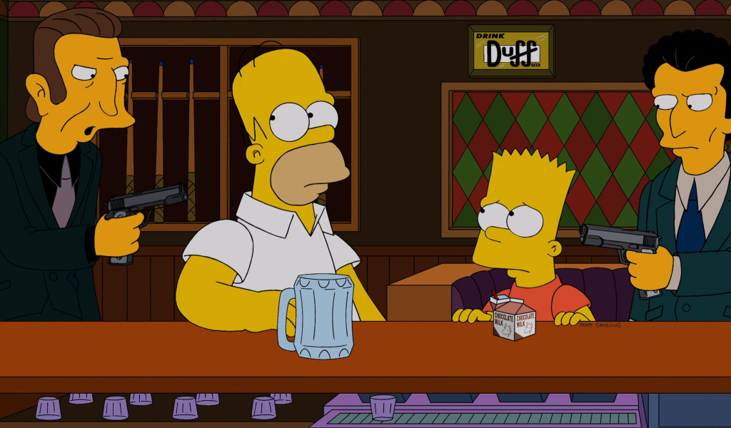 Fondo de pantalla The Simpsons in Bar 1024x600