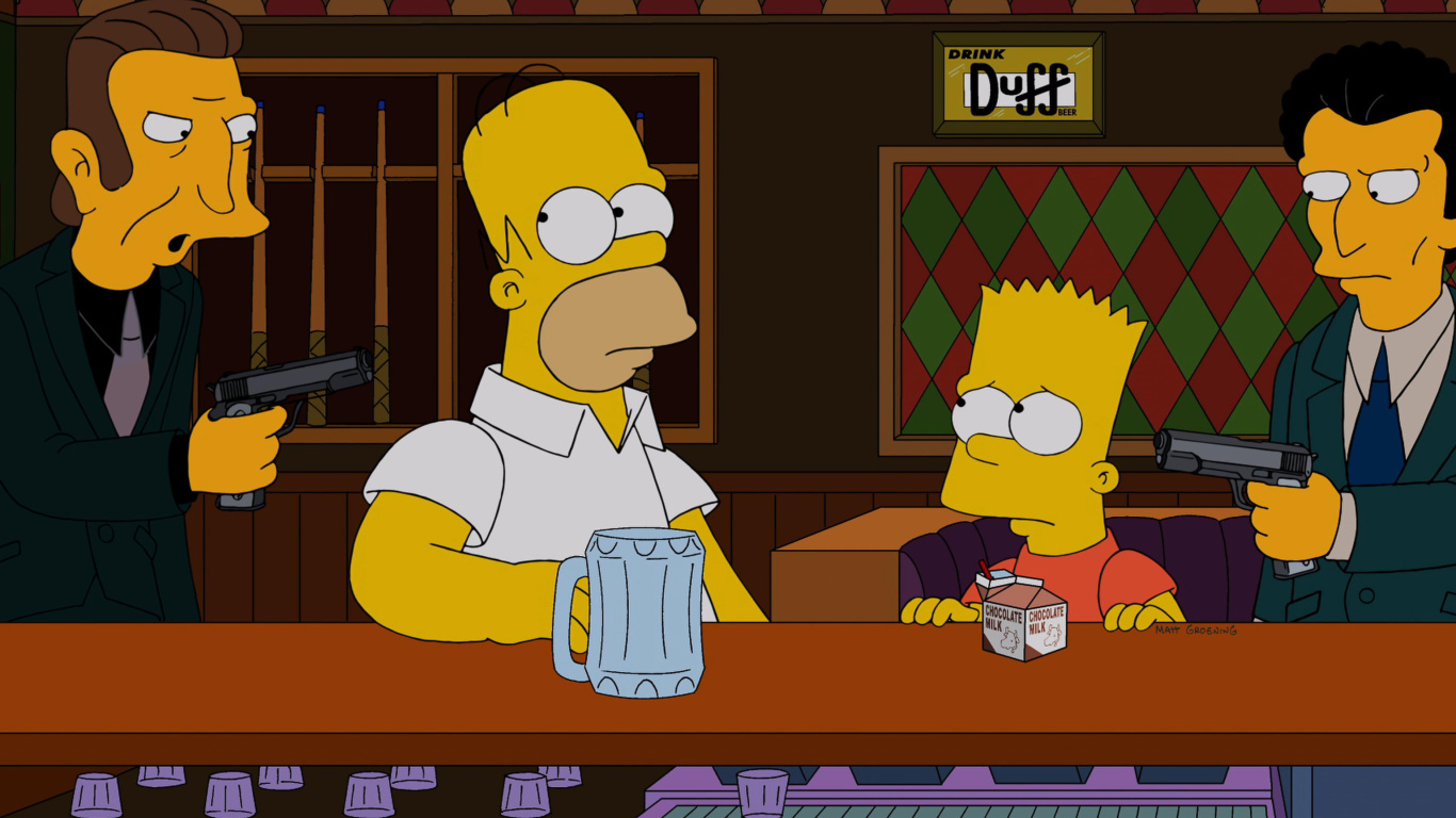The Simpsons in Bar wallpaper 1366x768