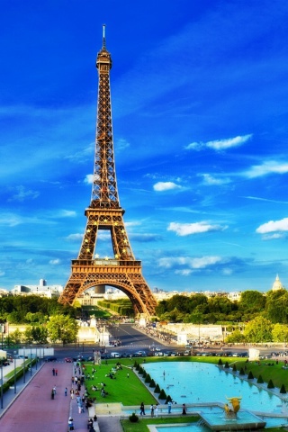 Das Eiffel Tower on Champ de Mars Greenspace Wallpaper 320x480