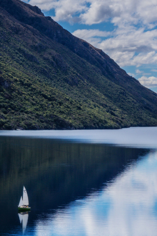 Mountain Lake And Boat screenshot #1 320x480