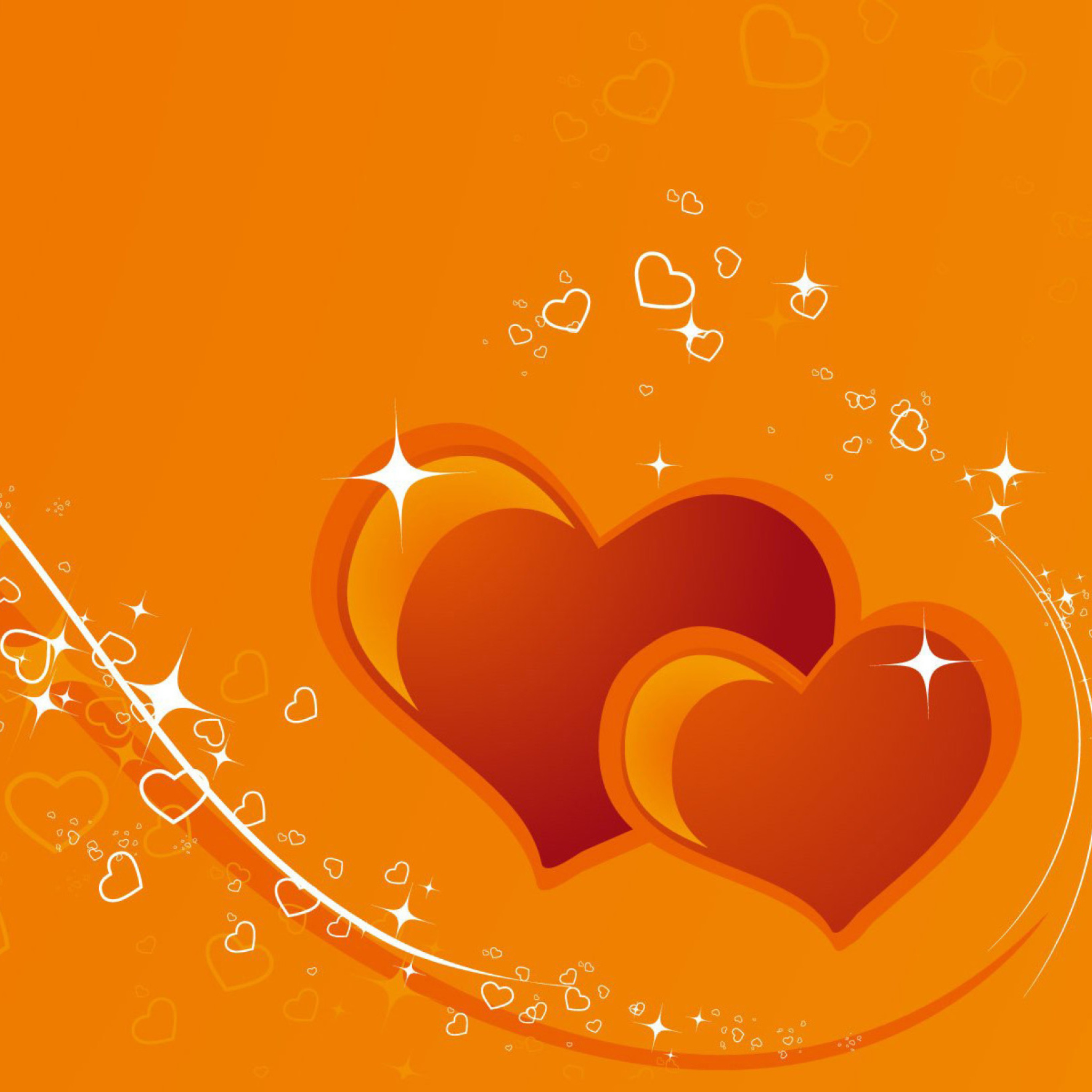 Fondo de pantalla Orange Hearts 2048x2048
