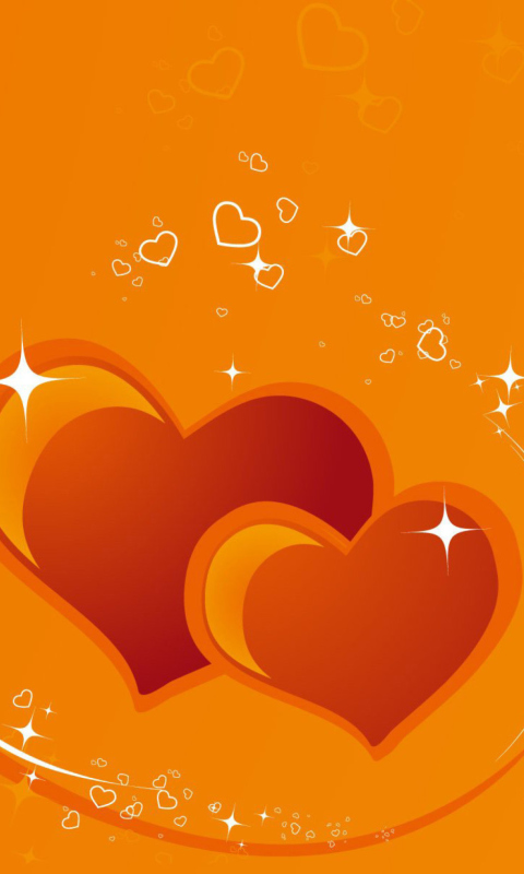 Fondo de pantalla Orange Hearts 480x800