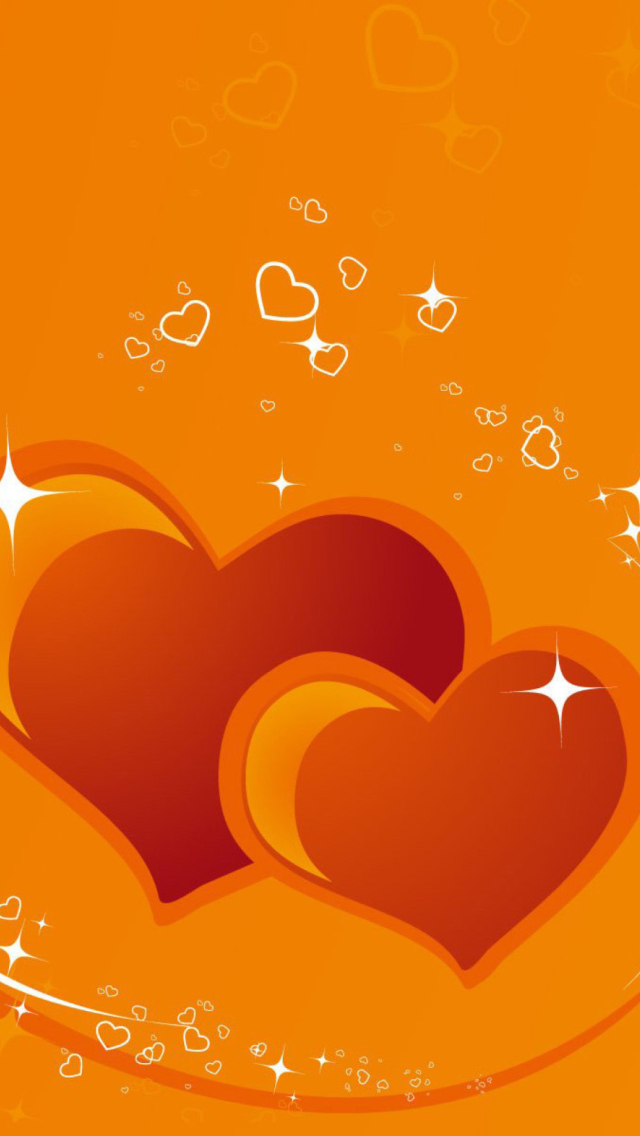 Das Orange Hearts Wallpaper 640x1136