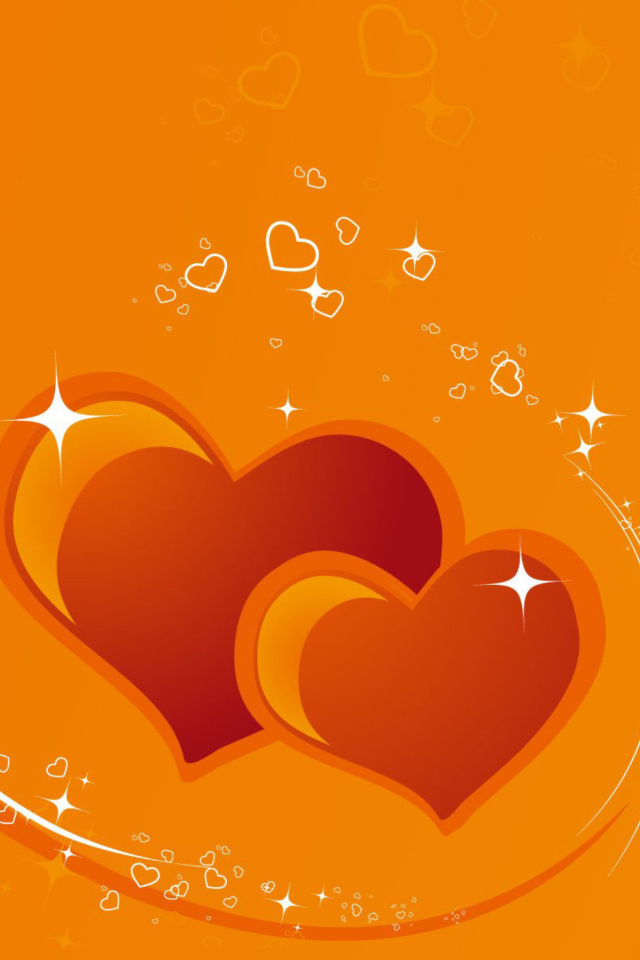 Fondo de pantalla Orange Hearts 640x960
