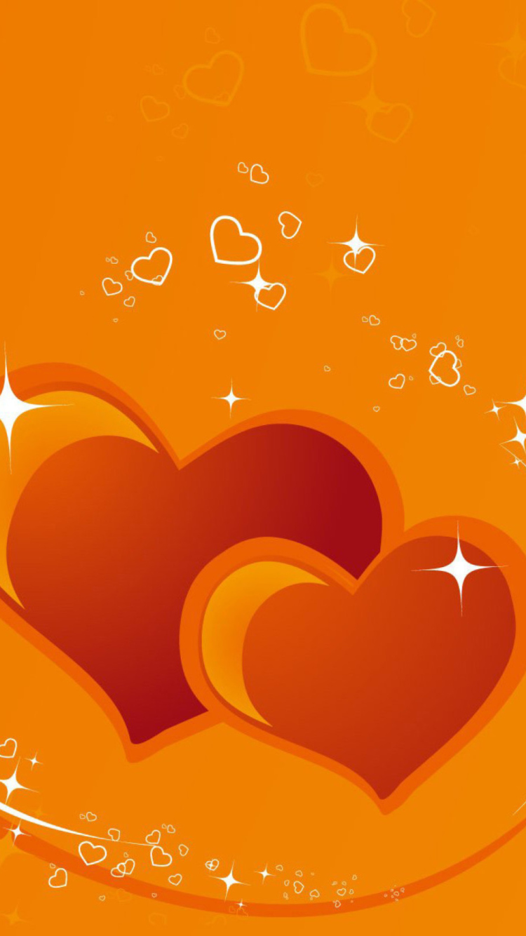 Das Orange Hearts Wallpaper 750x1334