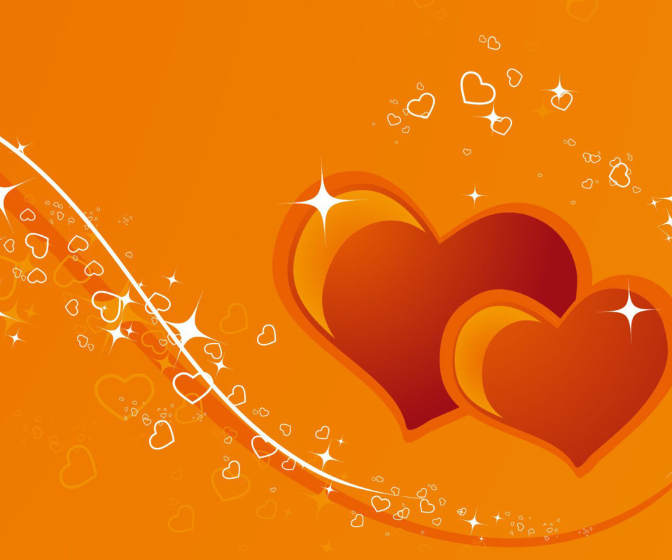 Das Orange Hearts Wallpaper 960x800