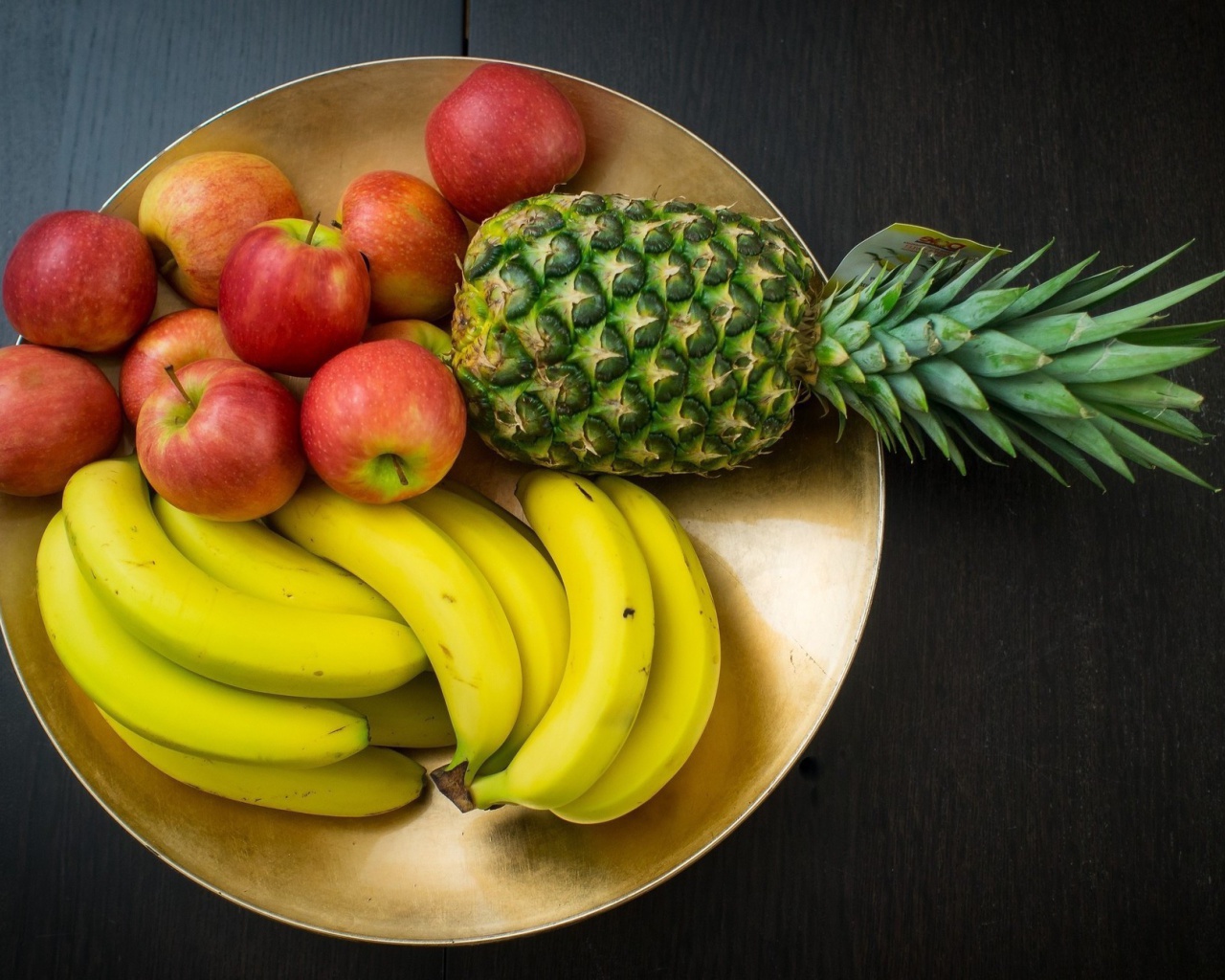 Обои Fruits, pineapple, banana, apples 1280x1024